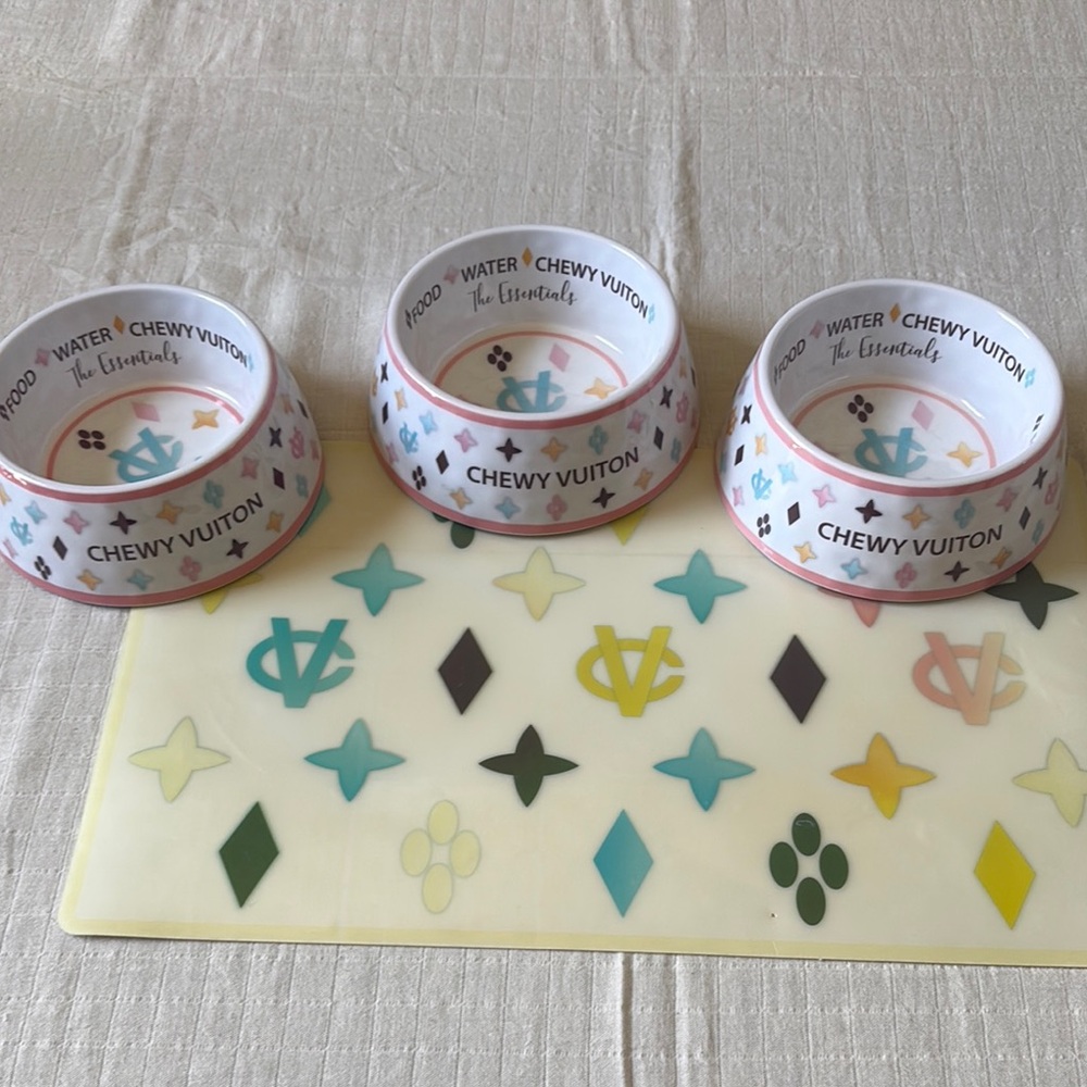 Designer Cat Bowls Set - Multicolor
